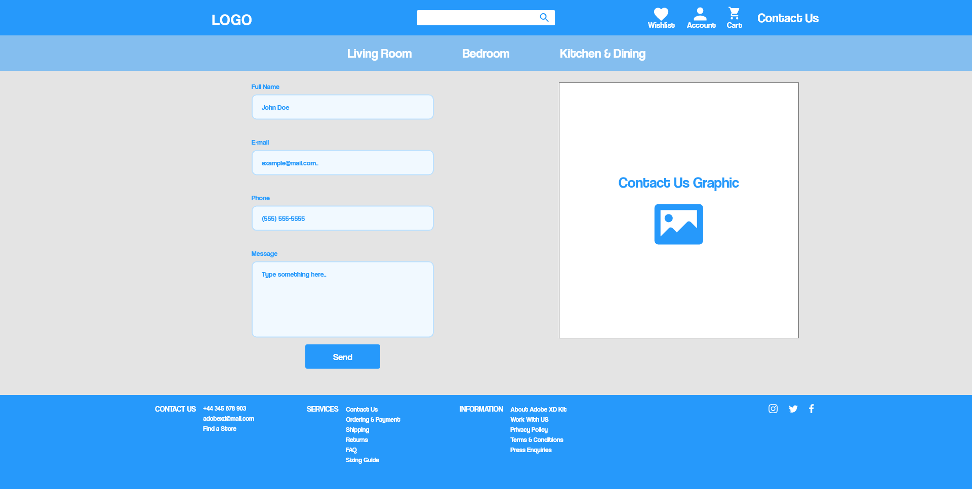 Mid-Fi Contact Page Wireframe